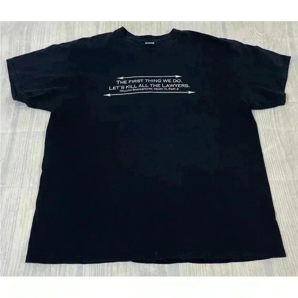 William Shakespeare black T-shirt “first thing we do” quote size XL Gildan top - Picture 8 of 14